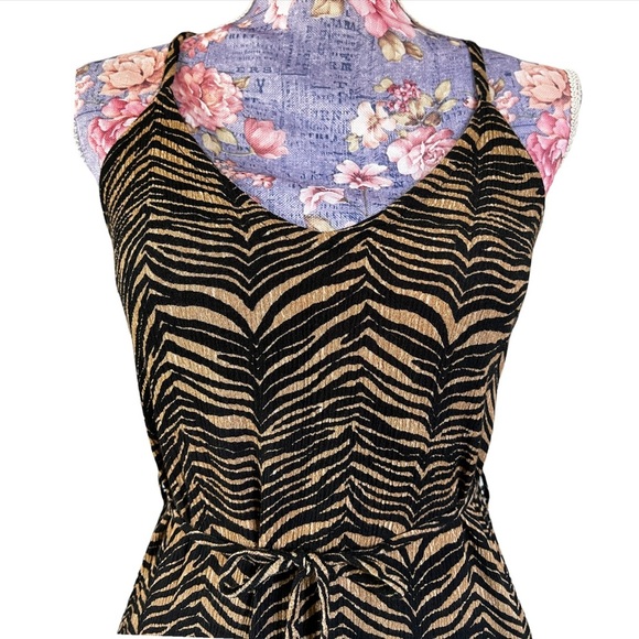 Aila blue tiger zebra animal striped gauzy mini dress. Size S - Picture 2 of 15